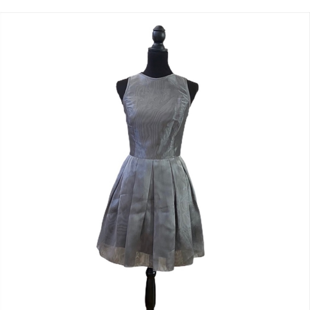 Vintage Tadashi Shoji Silver Fit and Flare Dress